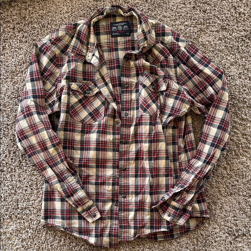 Plaid Button-Up Shirt